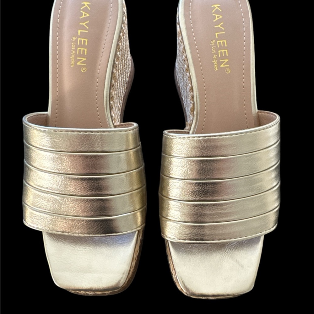 Gold slip on Platform  Shoes
